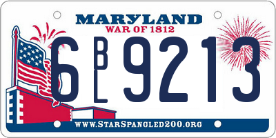 MD license plate 6BL9213