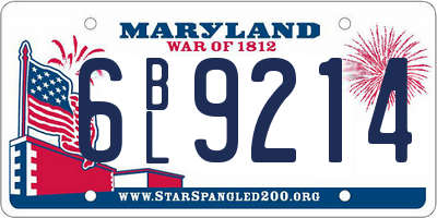 MD license plate 6BL9214