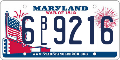 MD license plate 6BL9216