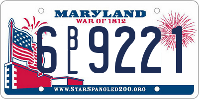MD license plate 6BL9221