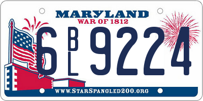 MD license plate 6BL9224