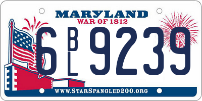 MD license plate 6BL9239