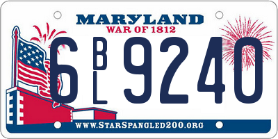 MD license plate 6BL9240