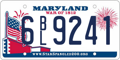 MD license plate 6BL9241