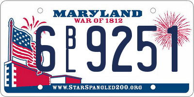 MD license plate 6BL9251