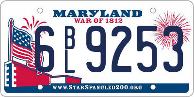 MD license plate 6BL9253