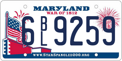 MD license plate 6BL9259
