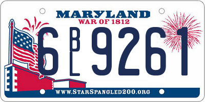 MD license plate 6BL9261