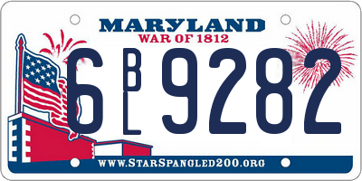 MD license plate 6BL9282