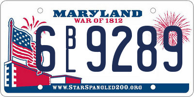 MD license plate 6BL9289