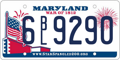 MD license plate 6BL9290