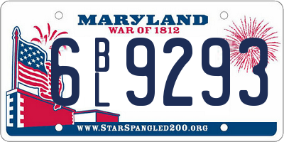 MD license plate 6BL9293