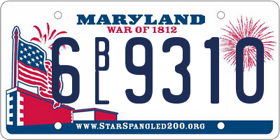 MD license plate 6BL9310