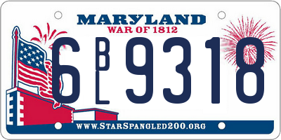 MD license plate 6BL9318