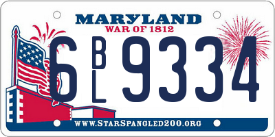 MD license plate 6BL9334
