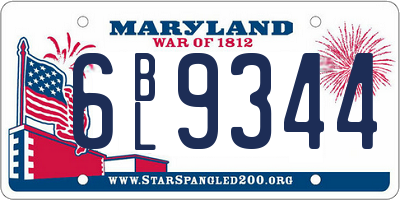 MD license plate 6BL9344