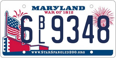 MD license plate 6BL9348