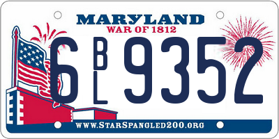 MD license plate 6BL9352