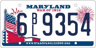 MD license plate 6BL9354
