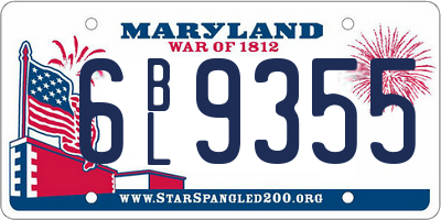 MD license plate 6BL9355