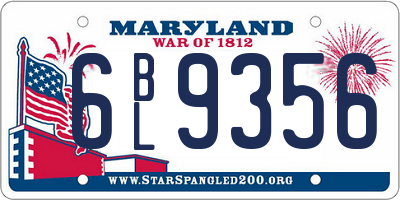 MD license plate 6BL9356