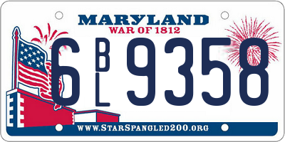 MD license plate 6BL9358