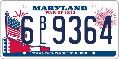 MD license plate 6BL9364