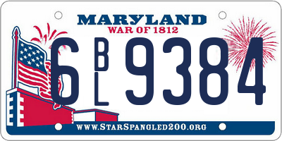 MD license plate 6BL9384