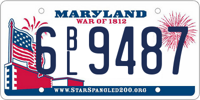 MD license plate 6BL9487