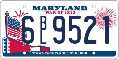 MD license plate 6BL9521