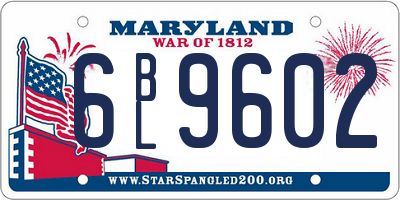 MD license plate 6BL9602