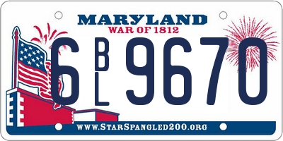 MD license plate 6BL9670