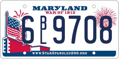 MD license plate 6BL9708