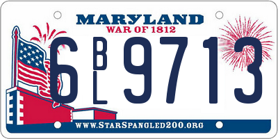 MD license plate 6BL9713