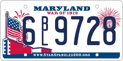MD license plate 6BL9728