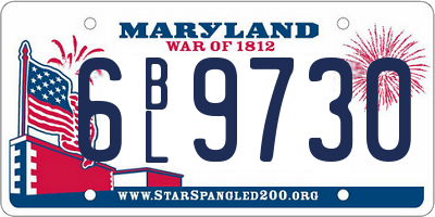 MD license plate 6BL9730