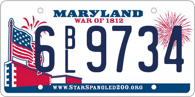 MD license plate 6BL9734