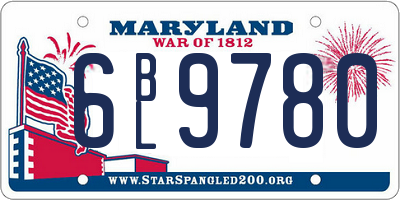 MD license plate 6BL9780