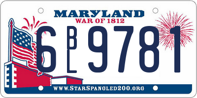 MD license plate 6BL9781
