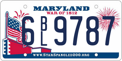 MD license plate 6BL9787
