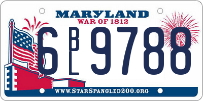 MD license plate 6BL9788