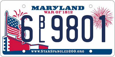 MD license plate 6BL9801