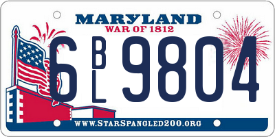 MD license plate 6BL9804
