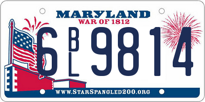 MD license plate 6BL9814