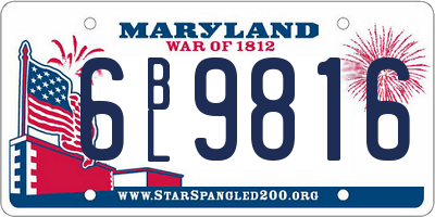 MD license plate 6BL9816