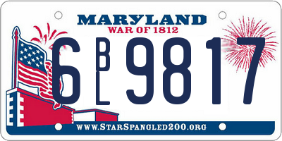 MD license plate 6BL9817