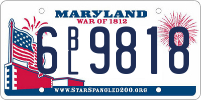 MD license plate 6BL9818
