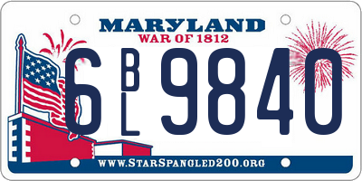 MD license plate 6BL9840