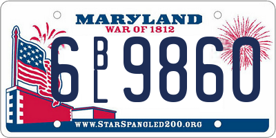 MD license plate 6BL9860