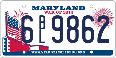 MD license plate 6BL9862
